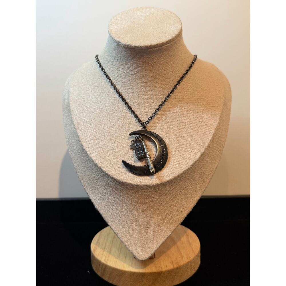 Celestial Moon & Rocket Charm Necklace – "Through Time & Space"